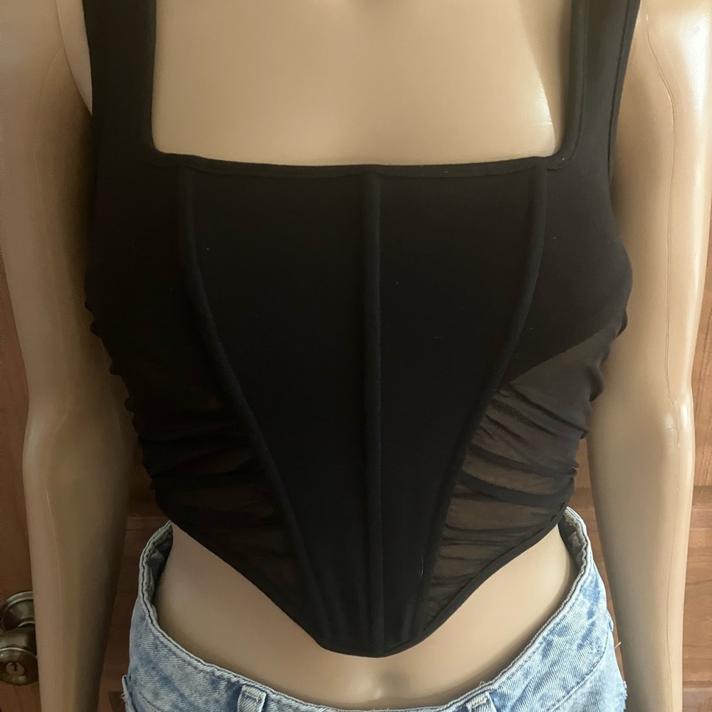 I.AM.GIA Black Sleeveless Bustier Corset Style Top